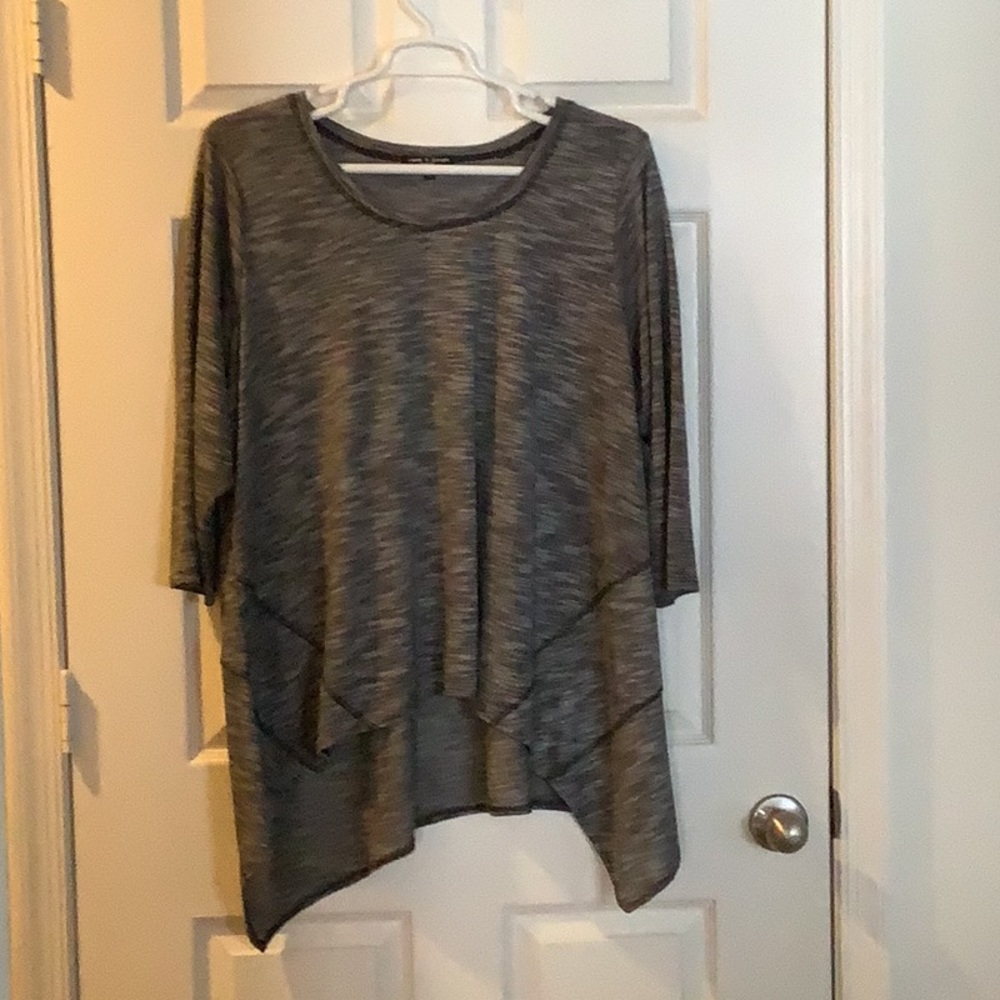 Cable & Gauge Women’s Plus Size High-Low Handkerchief Hem Tunic